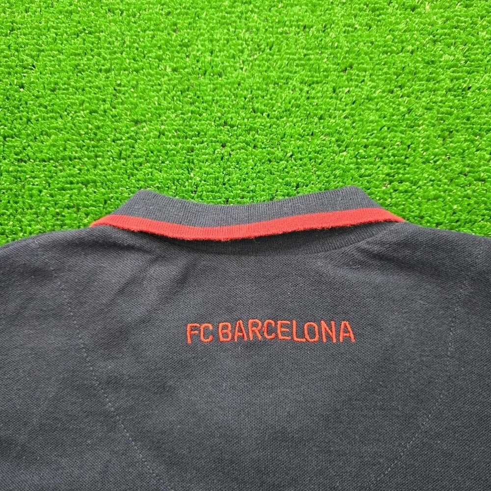 FC Barcelona Barca Polo‎ Mens 3XL/2XL Blue Senyera Stripe Sleeve Soccer Shirt